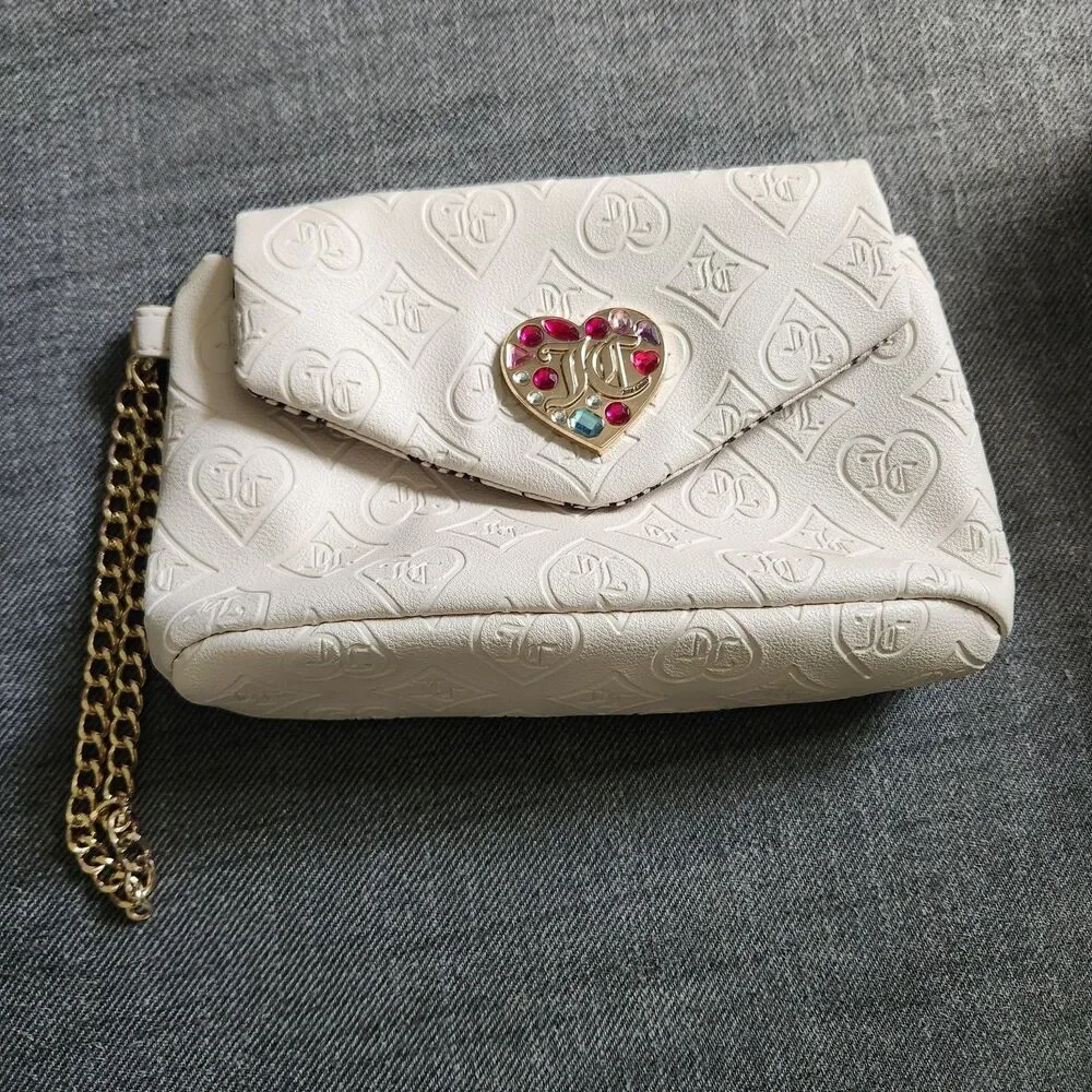 Juicy Couture Y2K Ivory Embossed Logo Wristlet Chain